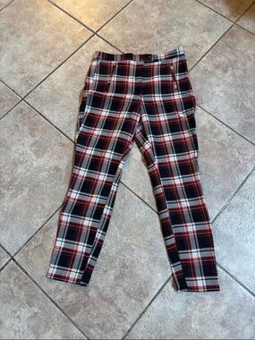H&M women’s Plaid Pants - Red, Black, White